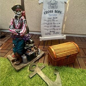 Pirate Skeleton Statue with Accessories